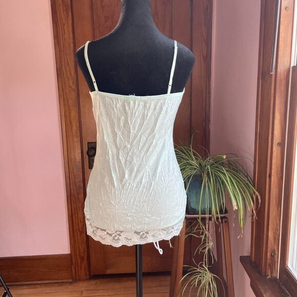 Y2K Vintage Crinkle Lace Cami Top | M Coquette Fairycore Cottagecore Layering - Picture 6 of 8